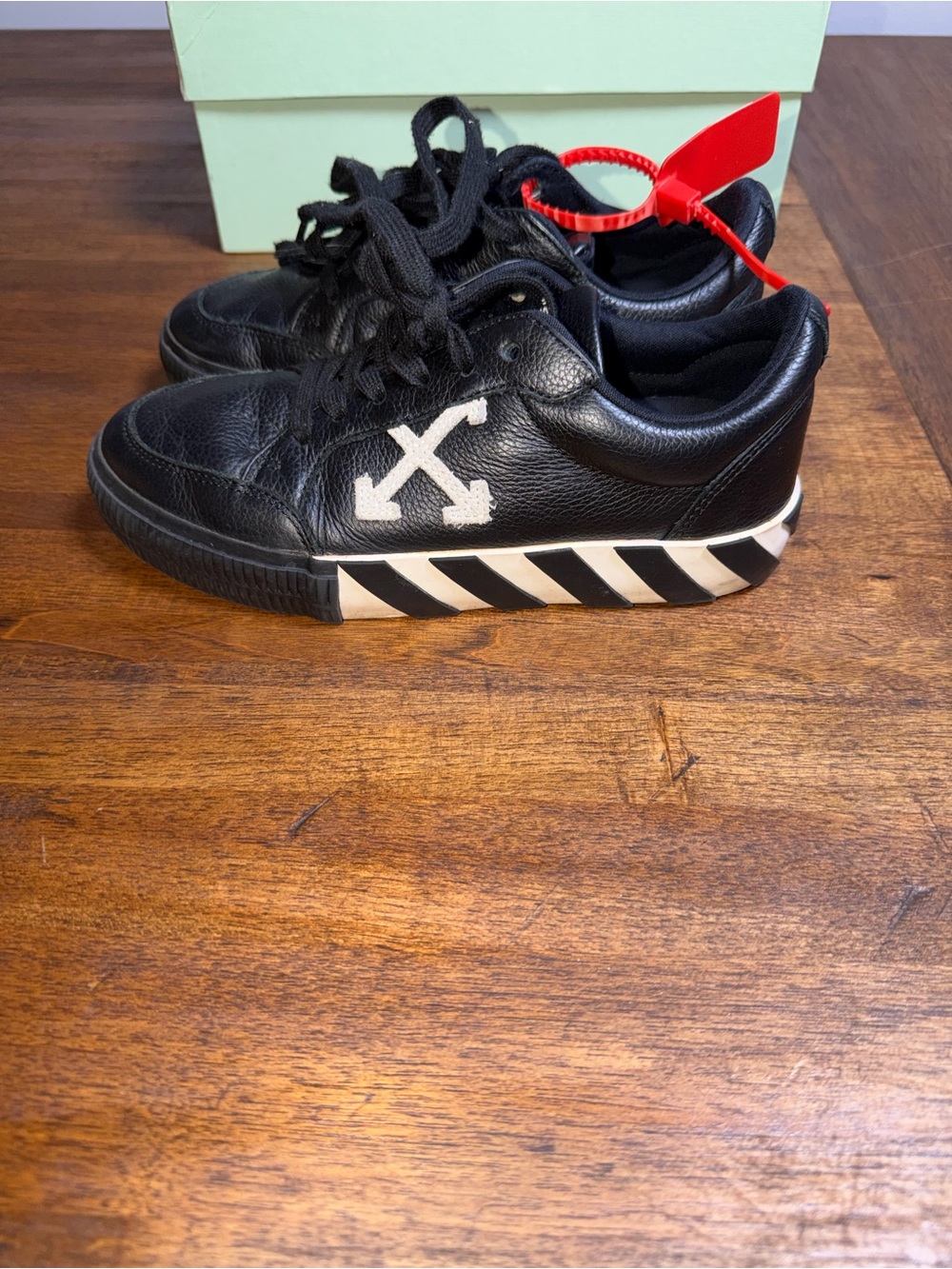 OFF WHITE Virgil Abloh Vulcanized Calf Leather Sneakers Shoes Size 36/M4/W6